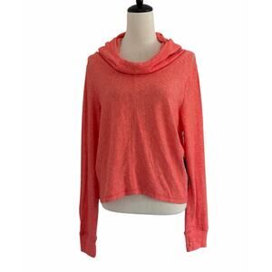 NWT Tentree Hooded Pullover Top Womens Large Orange Long Sleeves Organic Cotton